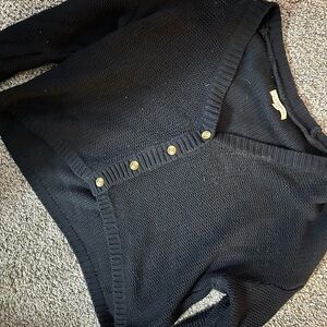 Black V-Neck Knit Sweater